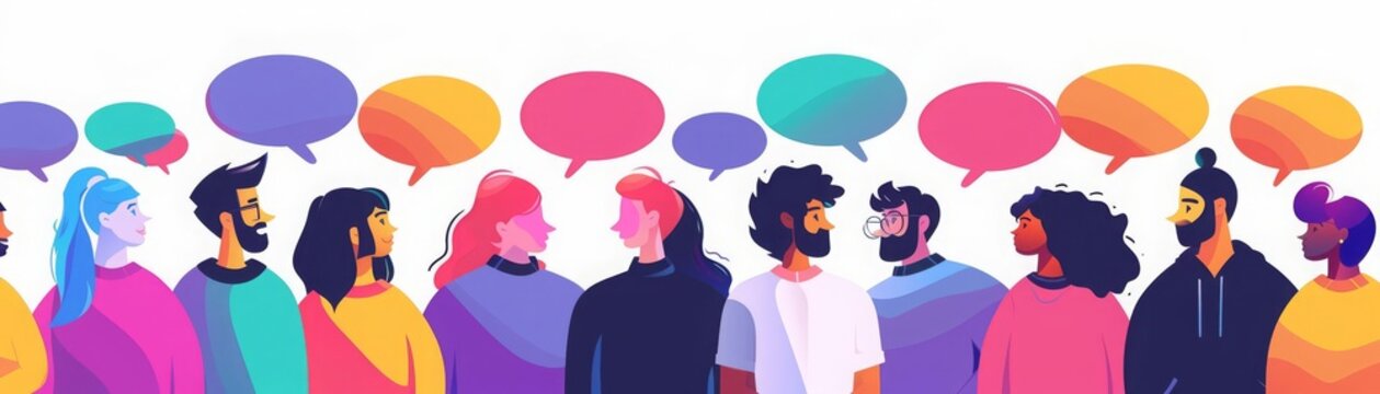 Bundle of people talking or speaking to each other Collection of chatting men and women with speech bubbles isolated on white background Colorful vector illustration in flat cartoon style, closeup, fl