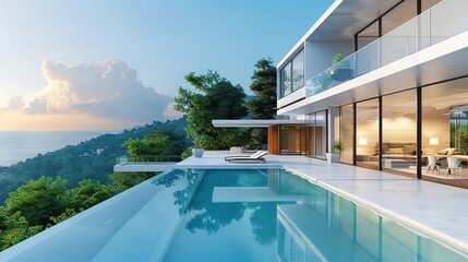 Luxury swimming pool with resort or hotel