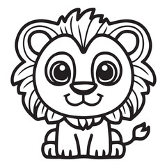 lion pencil drawing coloring book. Vector illustration