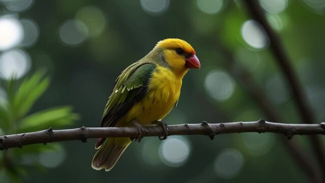 canary bird perched on a tree branch
