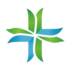 symbol design of health and medical theme in green and blue on a white background