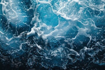 wallpaper with white azure ice flakes in a calm black blue fjord water