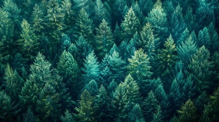 Realistic photography of coniferous forest. Abstract background of a northern forest