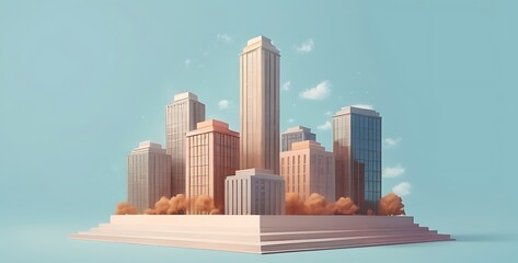 City Buildings concept, soft background, empty space, illustration