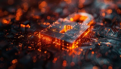 A digital security tech banner, featuring a padlock graphic with ample copy space on a cyberthemed background, Close up