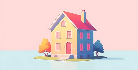 House concept, soft background, empty space, illustration