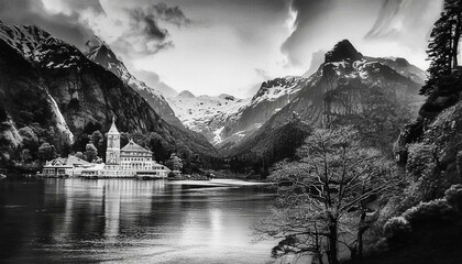 Generative AI, vintage grunge black and white collage backgroun