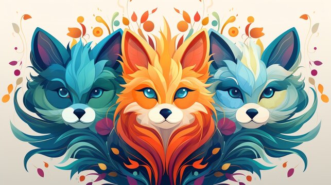 prosperous pets flat design top view riches water color Triadic color scheme