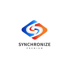 Arrow synchronize, technology logo design illustration