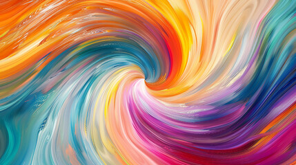 A colorful vortex. Shades of purple, pink, red, orange, and yellow swirl around a central point.