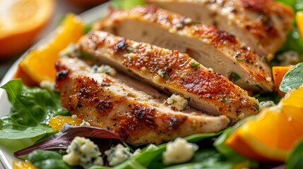 Golden-Breaded Chicken Breast Salad with Citrus and Blue Cheese