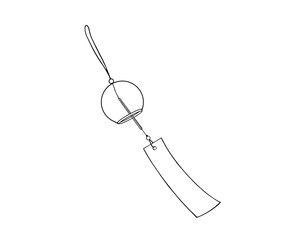 揺れる風鈴のシンプルな線画イラスト