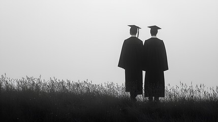 Graduation - commencement - high-school - college - valedictorian - ceremony - stage - black and white photograph - dramatic 
