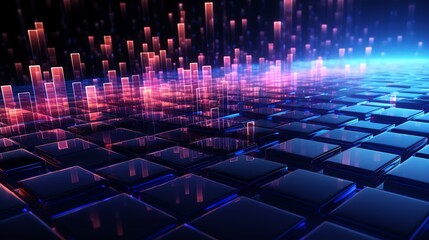 Obraz premium Abstract 3D cyberspace grid, digital storage concept, modern tech background