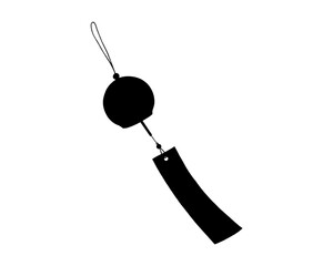 揺れる風鈴のシルエットイラスト