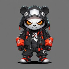panda ninja robot mecha use techwear