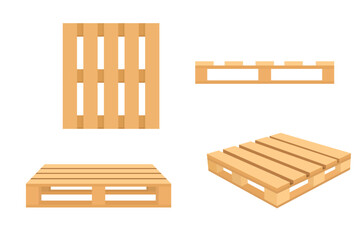 Wood pallet icon. Set of wooden pallet vector icons isolated on white background