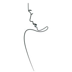 Continuous one-line drawing of a woman. Beautiful female portrait isolated on a white background. Modern Minimalist Feminine Vector illustration. 