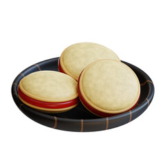 3d Three dorayaki on a plate, great for bakery shop website, food blog post, dessert menu design, social media post.