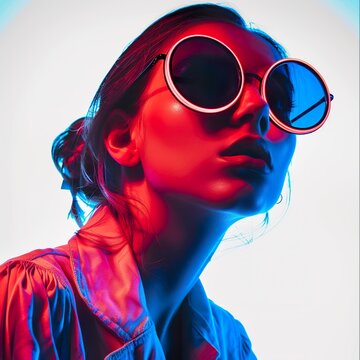 laght girl with black galass UHD Wallpapar