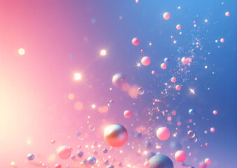 Rainbow unicorn pastel background with glitter stars. Pink fantasy sky. Holographic space with bokeh. Fairy iridescent gradient backdrop. Vector	