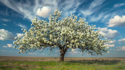 Blooming pear tree