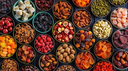 Assortment of dried and candied fruits and nuts from above