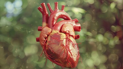 Naklejka premium Human heart anatomy on scientific background. 3d illustration.