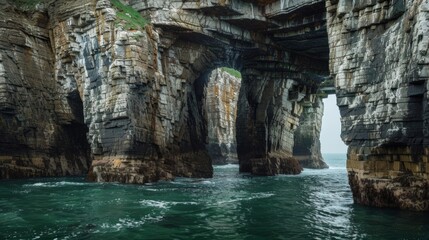 A dramatic coastline dotted with natural archways each one a unique work of art sculpted by nature.