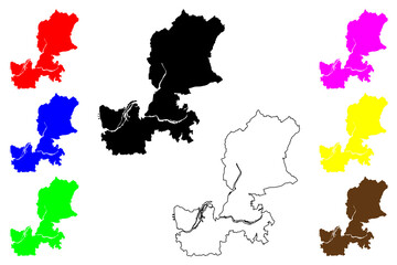 Huai'an City (People's Republic of China, Jiangsu Province) map vector illustration, scribble sketch City of Hwaian or Huai-an map