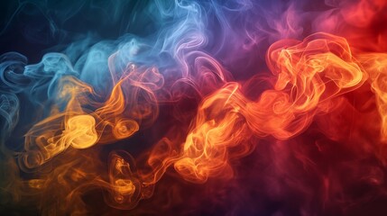 , dense tendrils of deep and dark smoke gracefully intertwine against a gradient backdrop, creating a mesmerizing blend of hues. Amidst this ethereal dance, vibrant abstract colors emerge, background 