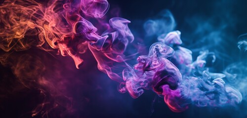 , dense tendrils of deep and dark smoke gracefully intertwine against a gradient backdrop, creating a mesmerizing blend of hues. Amidst this ethereal dance, vibrant abstract colors emerge, background 