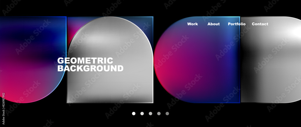 Poster bright colorful squares with round elements minimal geometric background. vector illustration for wa