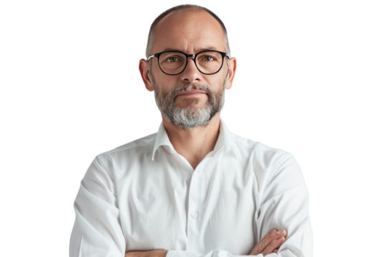 School director who believes in mentoring on a white background