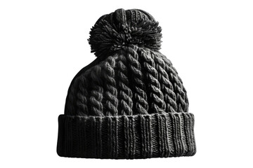 Black knitted hat isolated on white background