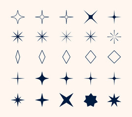 hand drawn y2k geometric elements sign in set