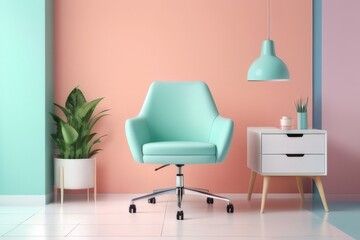 Fototapeta premium 3d multicolored armchair, pastel colors, gradient background.