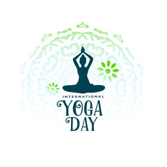 world yoga day 2024 poster, woman in yoga asana for meditation