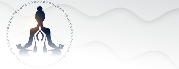 international yoga day woman in asana banner with text space