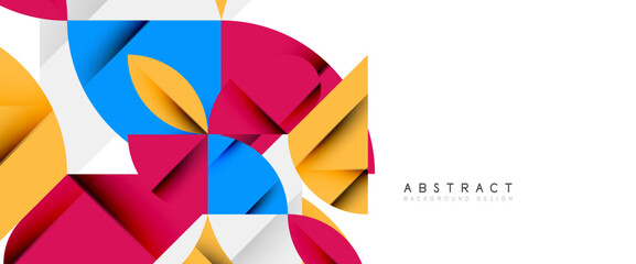 Minimal geometric elements on white. Petals, round triangles, star