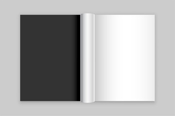 realistic white and black empty page curl template