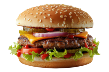 Grilled burger isolated on white background