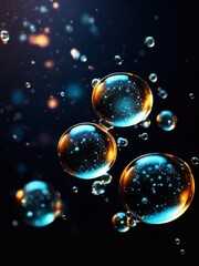 glowing oil bubbles in dark background