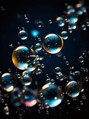 Naklejka premium glowing oil bubbles in dark background