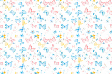 Obraz premium The butterflies are scattered throughout the background