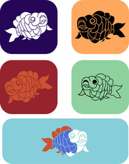 colorful goldfish object icon