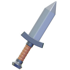 Sword 3D Rendering Icon Isolated Transparent Background