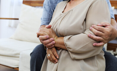 Happiness Care and concern of elderly couples in matters of health.