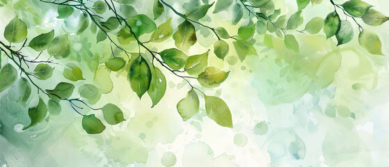 A vibrant green leaf with a watercolor backdrop, symbolizing nature's purity. Generate AI
