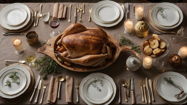 A dinner table set for an unforgettable feast, each item holding a memory of its own ai_generated